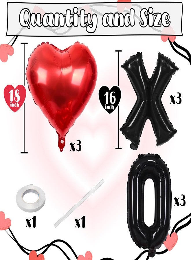 Togvu XOXO Balloons, 18 Inch Red Heart Foil Balloons, 16Inch Black Valentine Letters Mylar Foil Balloon for Valentines Day Galentines Bachelorette Wedding Bridal Shower Party Decoration Photo Props Supplies - Image 2